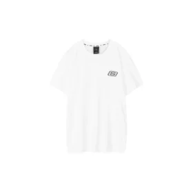 Herren Skechers Printing S Strick-T-Shirt mit kurzen Ärmeln, Weiß