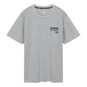 Herren Skechers Strick-T-Shirt mit Rundhalsausschnitt und kurzen Ärmeln, grau