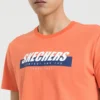 Herren-Skechers-T-Shirt mit Aufdruck, kurzärmelig, rot