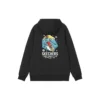 Hoodie mit Kordelzug und Cartoon-Grafik „Navy Black White Grey“