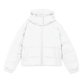 Kurze, warme Daunenjacke mit Kapuze und langen Ärmeln „Weiß Rot“