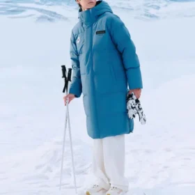 Langarm-Daunenjacke mit Logo-Print „Teal“
