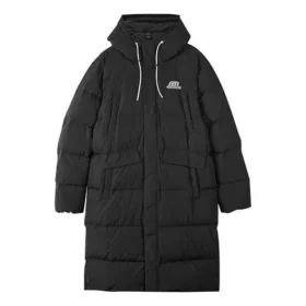 Lange Daunenjacke mit Buchstabenprint „Black“