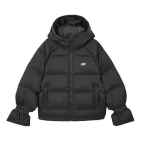 Langärmelige Daunenjacke mit Kapuze und Reißverschluss „Schwarz“