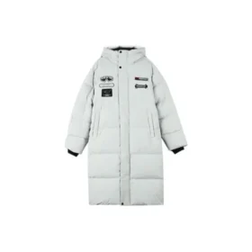 Letter Graphic Long Down Jacket „White Black“
