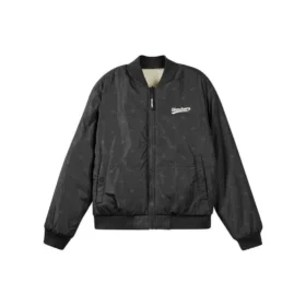 Logo-Print-Muster-Reißverschluss-Wendejacke „Weiß Schwarz“