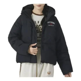 Lässige Daunenjacke mit Buchstabenprint „Schwarz“