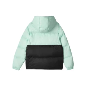 Lässige gewebte Daunenjacke mit Kapuze und Farbblock-Design „Grün-Schwarz“