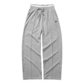 Lässige Hose mit elastischem Bund und geradem, weitem Bein „Grau Schwarz“