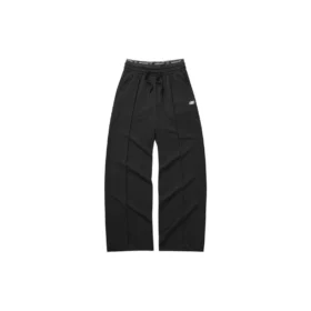 Lässige Hose mit elastischem Bund und geradem, weitem Bein „Grau Schwarz“