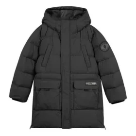 Lässige lange Daunenjacke „Black Teal“