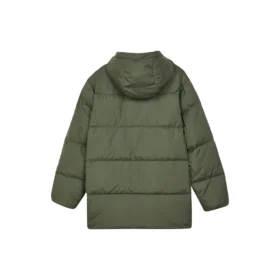 Lässige lange Daunenjacke „Olivgrün“