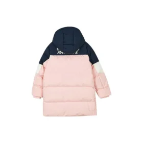 Lässige lange Daunenjacke „Pink White Navy“