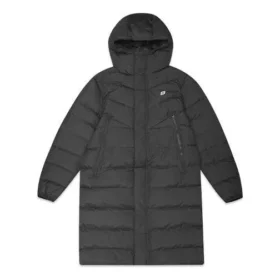 Mittellange gewebte Daunenjacke „Schwarz“