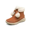 On-the-GO Joy Pompom Schneestiefel „Braun Weiß“