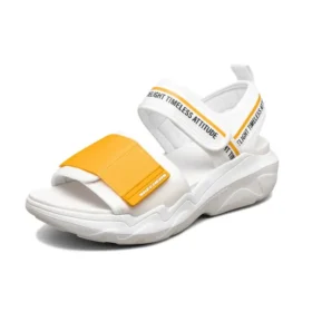Rutschfeste Modesandalen Weiß/Gelb