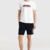 Skechers Herren-T-Shirt mit Aufdruck, kurzärmelig, weiß