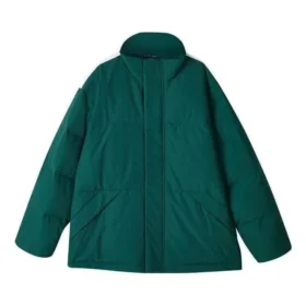 Sport Lifestyle Series Daunenjacke mit Reißverschluss und Buchstabenprint „Green Tan White“