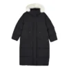 Sportliche gewebte lange Daunenjacke „Schwarz“