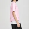 SS20 Crossover-Strick-Kurzarm-Shirt in Rosa