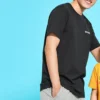 Strick-Print Kurzarm Paar-Style Schwarz