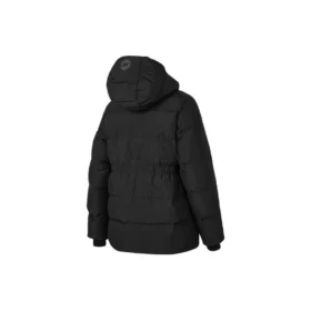 Warme, mittellange Daunenjacke mit Kapuze „Schwarz“