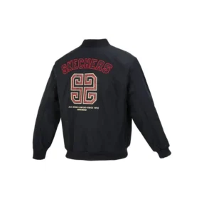 Wendbare, wattierte Jacke mit Buchstabenstickerei „Black Red“