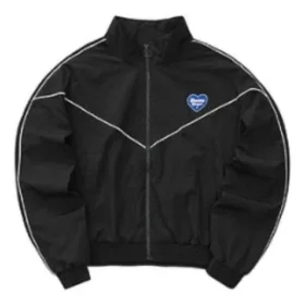 Zip-Jacke mit Logo-Buchstaben-Herz-Print „Schwarz“ Zip-Jacke mit Logo-Buchstaben-Herz-Print „Schwarz“