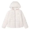 Zusammenpackbare Daunenjacke mit Kapuze „Weiß Schwarz“